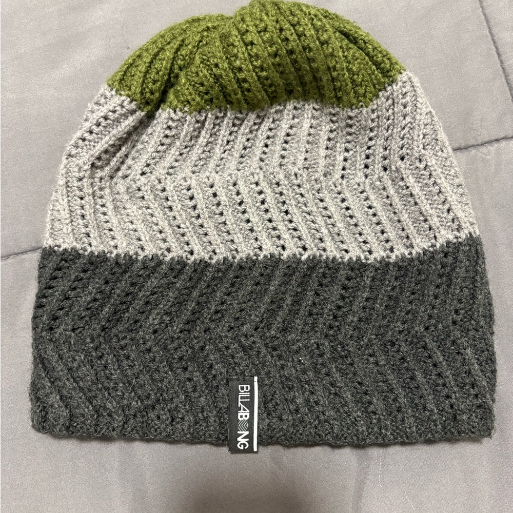 Billabong Olive and Charcoal Knit Beanie